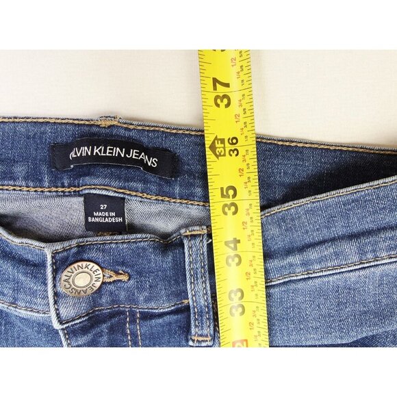 Calvin Klein Size 27X27 Womens Mid Rise Skinny Blue Denim Repreve 5 Pocket Jeans - Picture 12 of 14